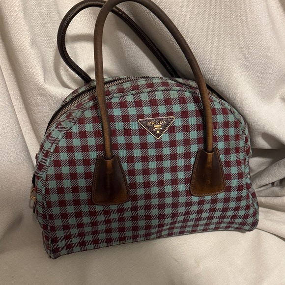 Prada Handbags - Prada Gingham Bowling Bag